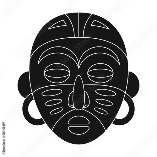 African tribal mask.African safari single icon in black style vector symbol stock illustration web.