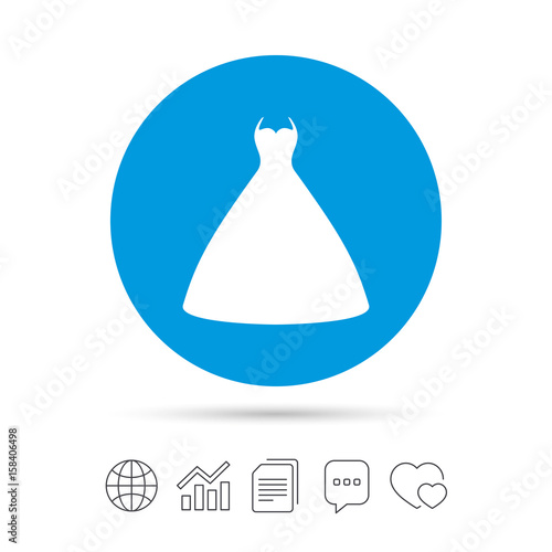 Wedding dress sign icon. Elegant bride symbol.