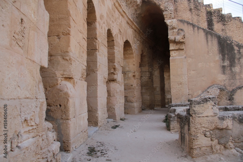 Remained corridor in the amphitheater of El Gem, Tunisia/ gallery of passage at the viewing platform in El Jem, Tunisia