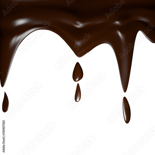 Black chocolate is blurred along the edge. Floats down