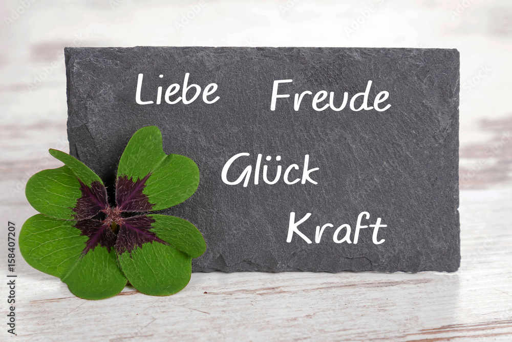 Liebe, Freude, Glück, Kraft Grußkarte StockFoto Adobe Stock