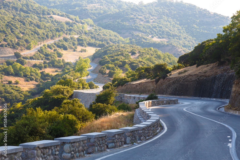 Winding mountain road in Greece, Kalambaka