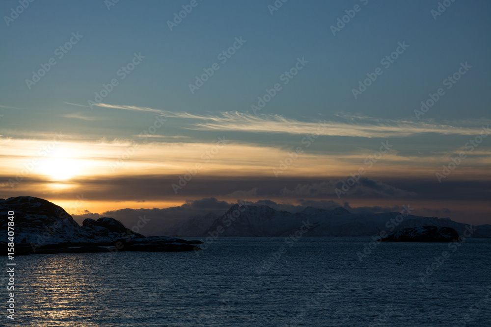 Sonnenuntergang auf den Lofoten, Norwegen