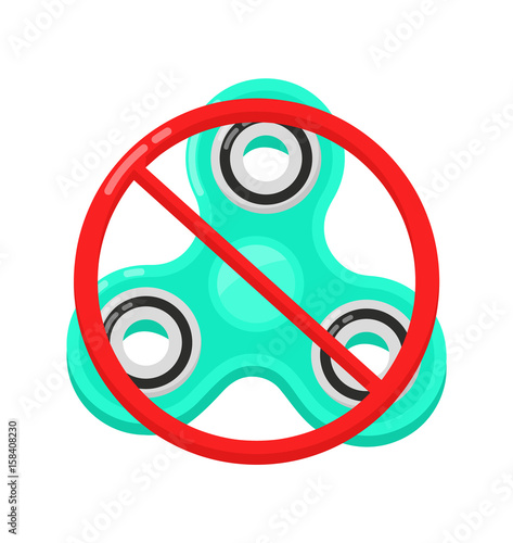 Banned or Not Allowed to Use a Fidget Spinner concept. Vector flat cartoon illustration modern syle icon design. Isolated on white background