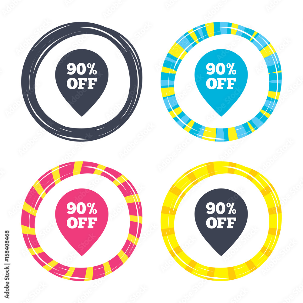 Fototapeta premium 90 percent sale pointer tag sign icon.
