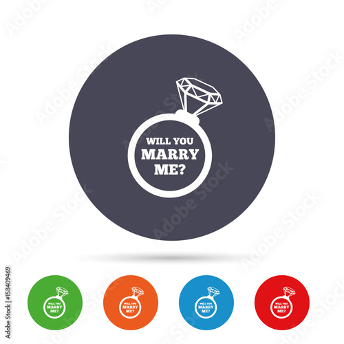 Marry me ring sign icon. Engagement symbol.