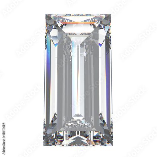 3D illustration baguette diamond stone