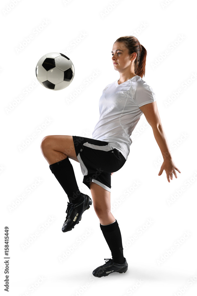 Female Soccer Player Dribbling Ball