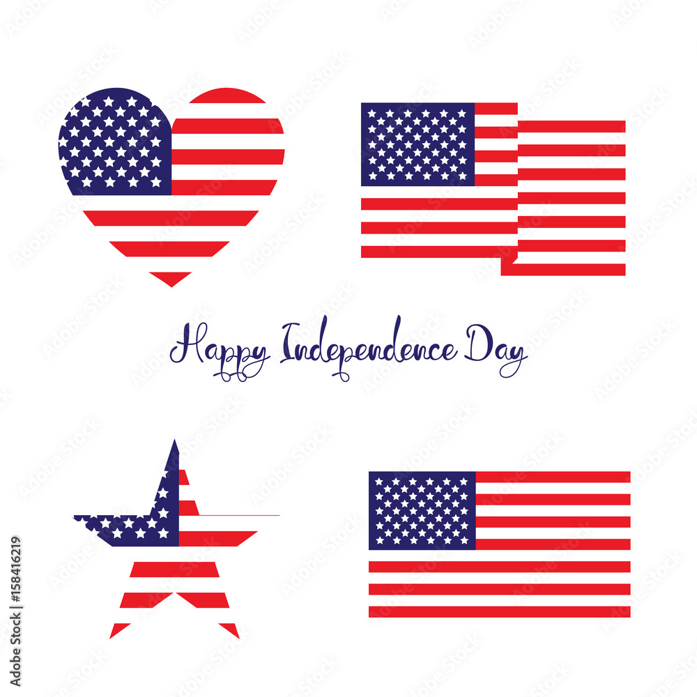 Happy independence day concept. Usa flag set Happy independence day concept. Usa flag set