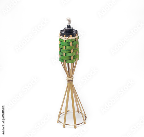 bamboo oil lamp isolated white. icon of hari raya