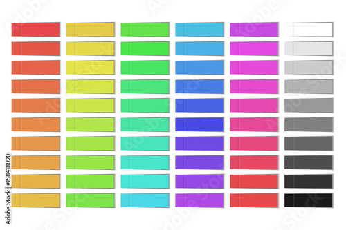 Vector set of realistic isolated sticky paper on the transparent background. Colorful stickers, labels or bookmarks for decoration.