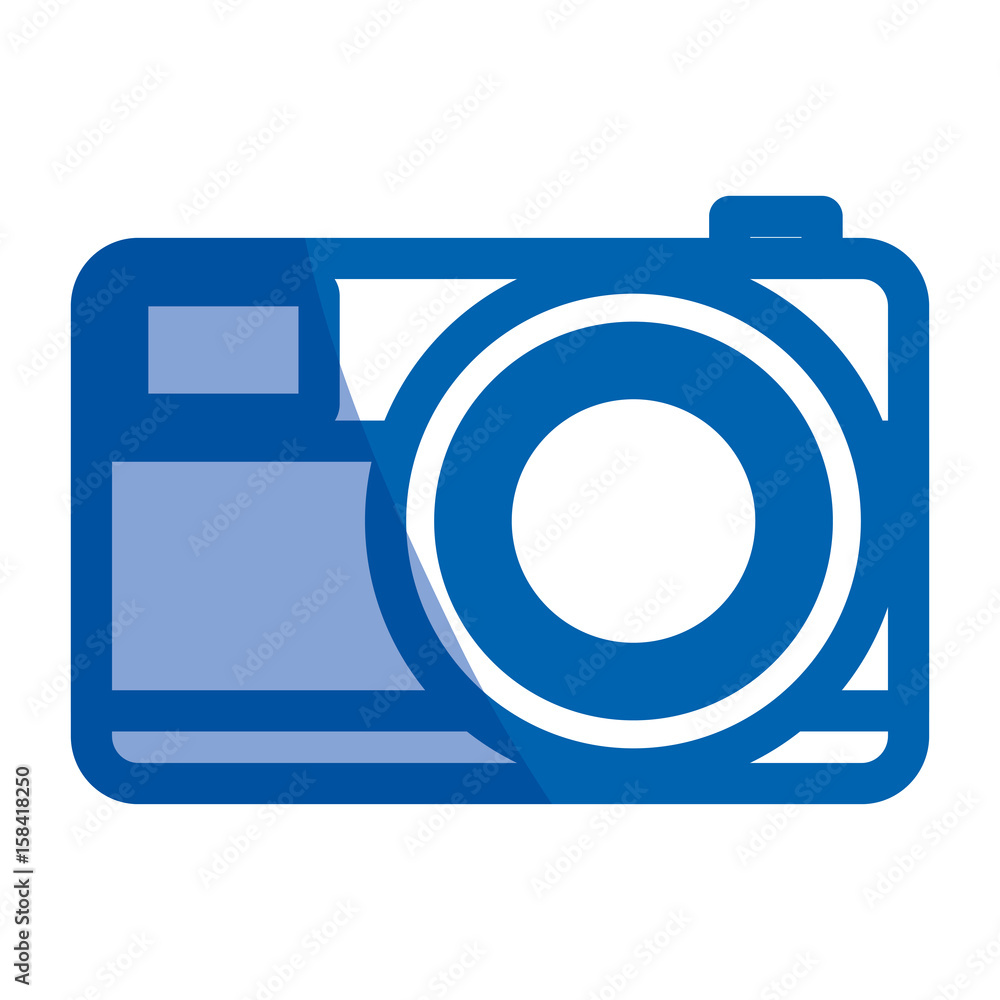 blue shading silhouette of photo camera in close-up vector illustration blue shading silhouette of photo camera in close-up vector illustration