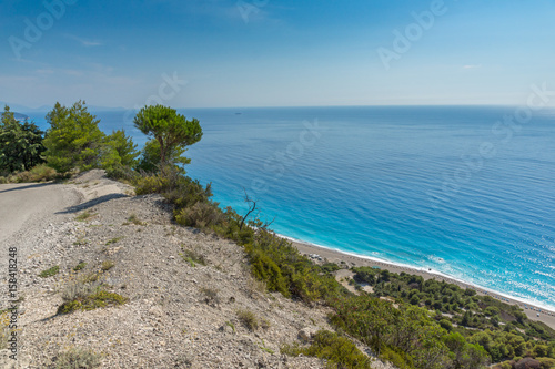 Seascape of Blue Waters of Gialos Beach  Lefkada  Ionian Islands  Greece