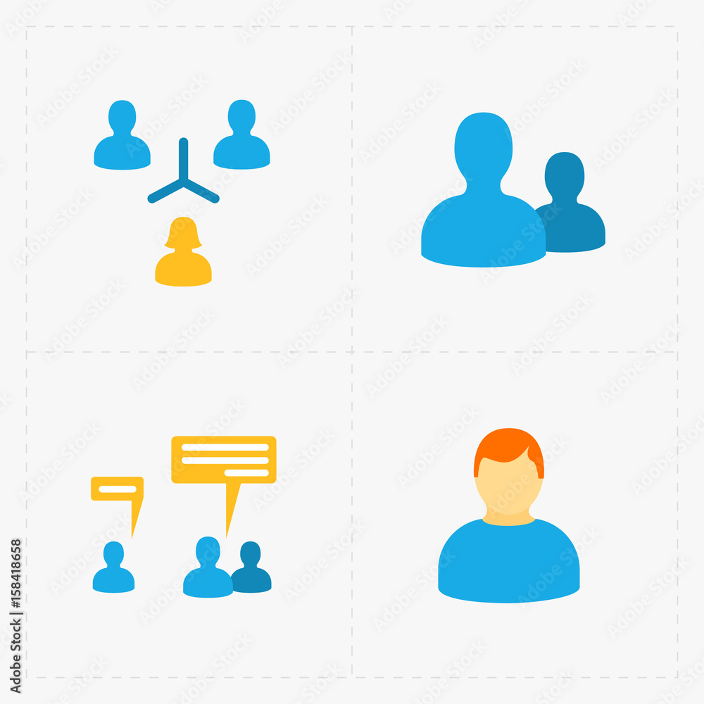 People flat icons set on White. People flat icons set on White.