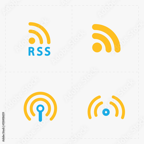 RSS sign icons. RSS feed symbols on White Background.