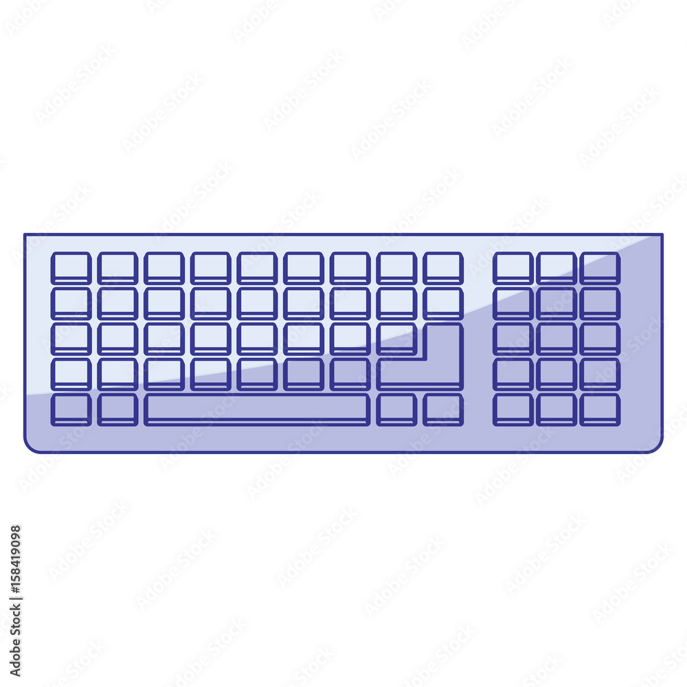 blue shading silhouette of computer keyboard vector illustration