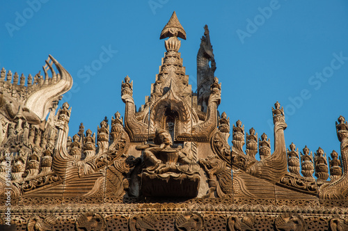 Shwenandaw Monastery (Golden palace) the teak monastery originally part of the Royal Palace in Mandalay region of Myanmar.
