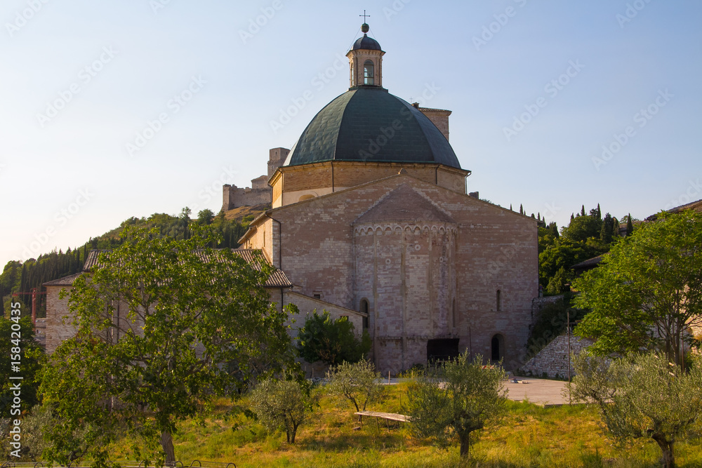 Landscape with Saint Clara Cathedral and garden, Italy