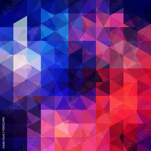 Abstract background consisting of red  blue triangles. Geometric design for business presentations or web template banner flyer. Vector illustration