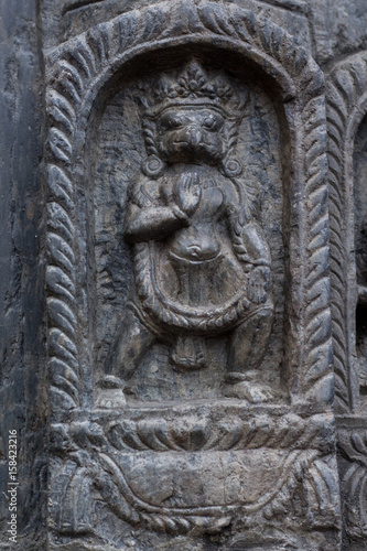 Ancient Hindu Goddess Stone Sculpture Nepal.