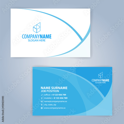 Blue and white modern business card template, Illustration Vector 10