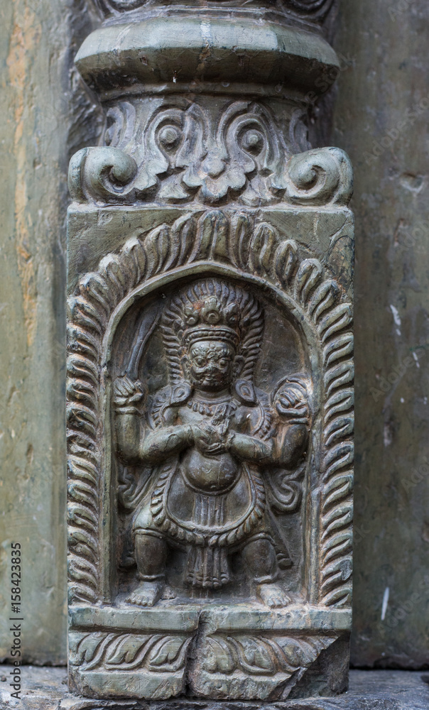 Ancient Hindu Goddess Stone Sculpture Nepal.