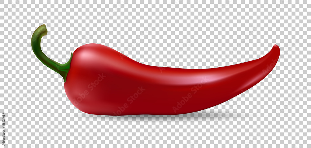 Realistic red chilli pepper icon isolated on transparent