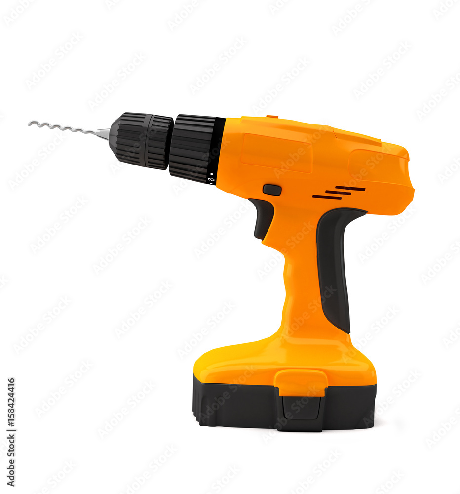 cordless drill machine isolated on white background