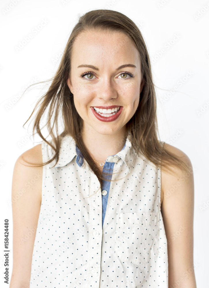 Young Woman Smiling Cheerful Concept Young Woman Smiling Cheerful Concept