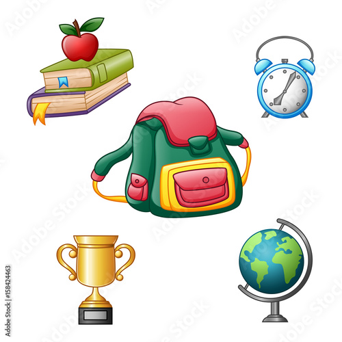 School supplies icons set