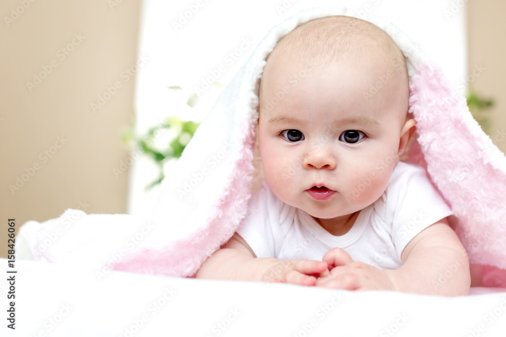 Newborn baby girl on her blanket Newborn baby girl on her blanket
