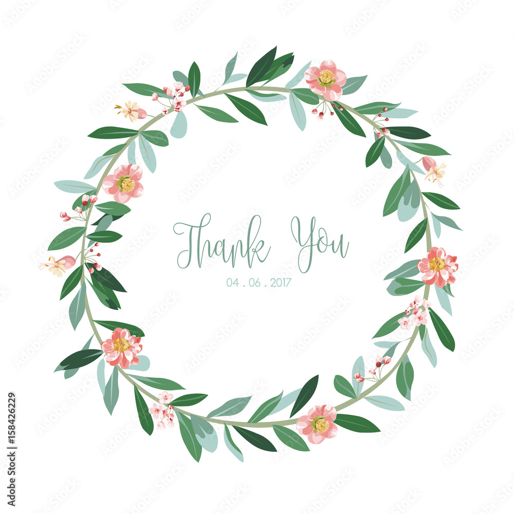 Wreath of flowers in romantic with white background vector Wreath of flowers in romantic with white background vector