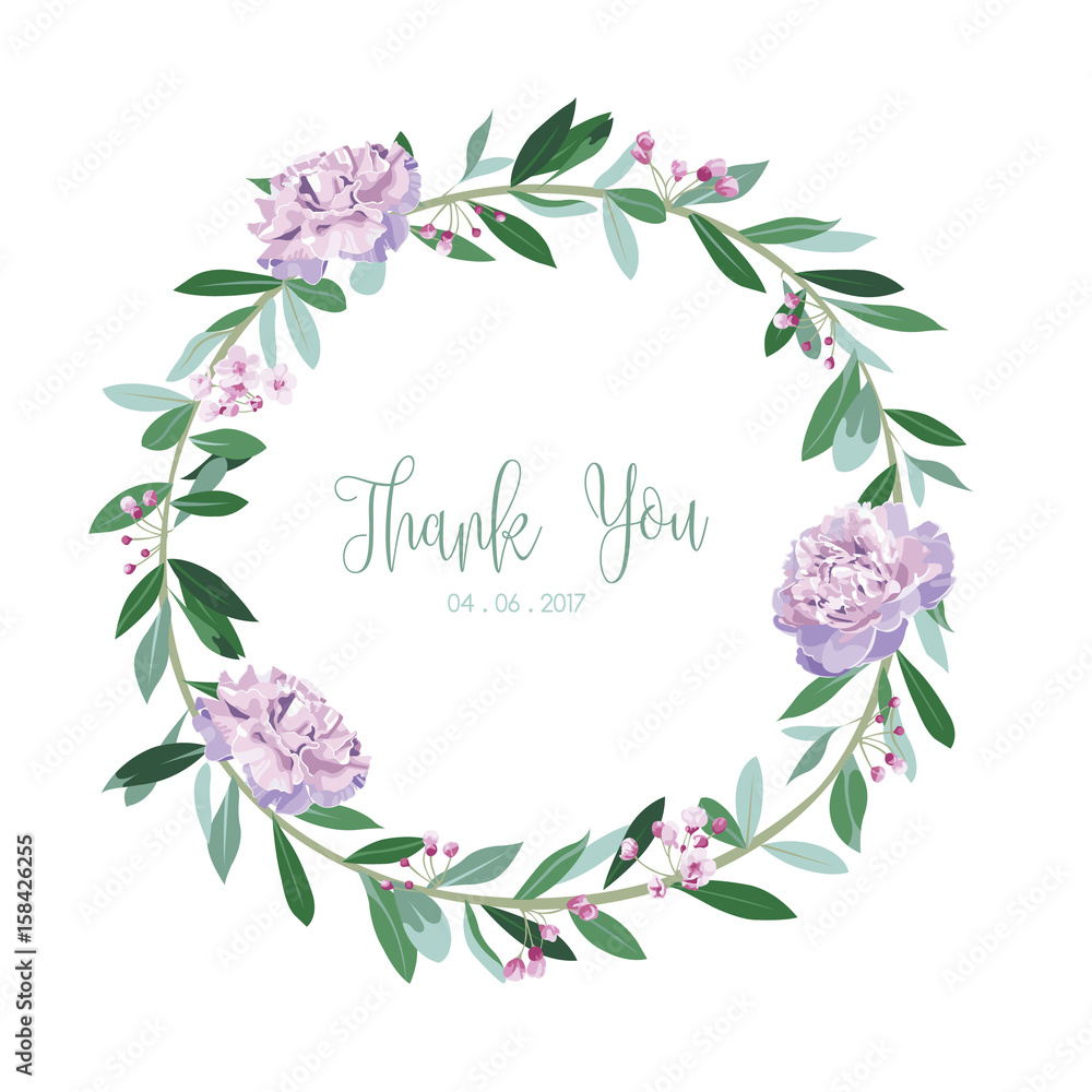 Wreath of flowers in romantic with white background vector Wreath of flowers in romantic with white background vector
