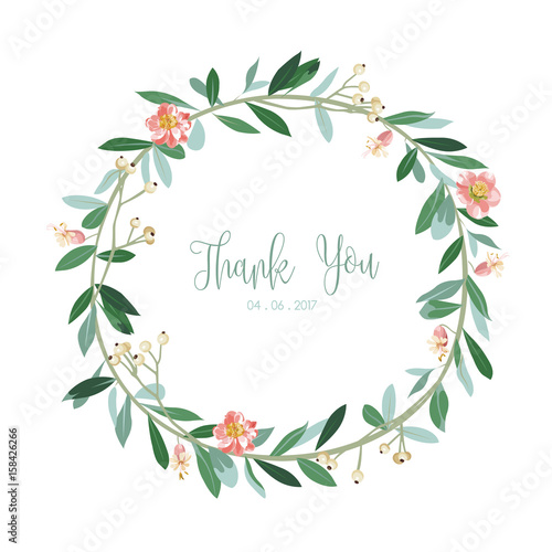 Wreath of flowers in romantic with white background vector 