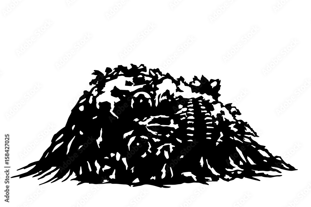 Fototapeta premium The skull lies in a pile of pus. Vector illustration.