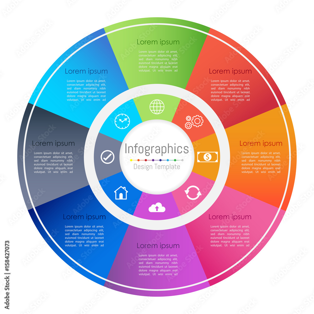 Infographic design elements for your business with 8 options, parts, steps or processes, Vector Illustration. Infographic design elements for your business with 8 options, parts, steps or processes, Vector Illustration.