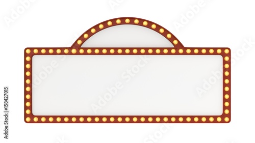 Marquee light board sign retro on white background. 3d rendering