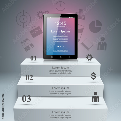 3D infographic.Tablet icon.