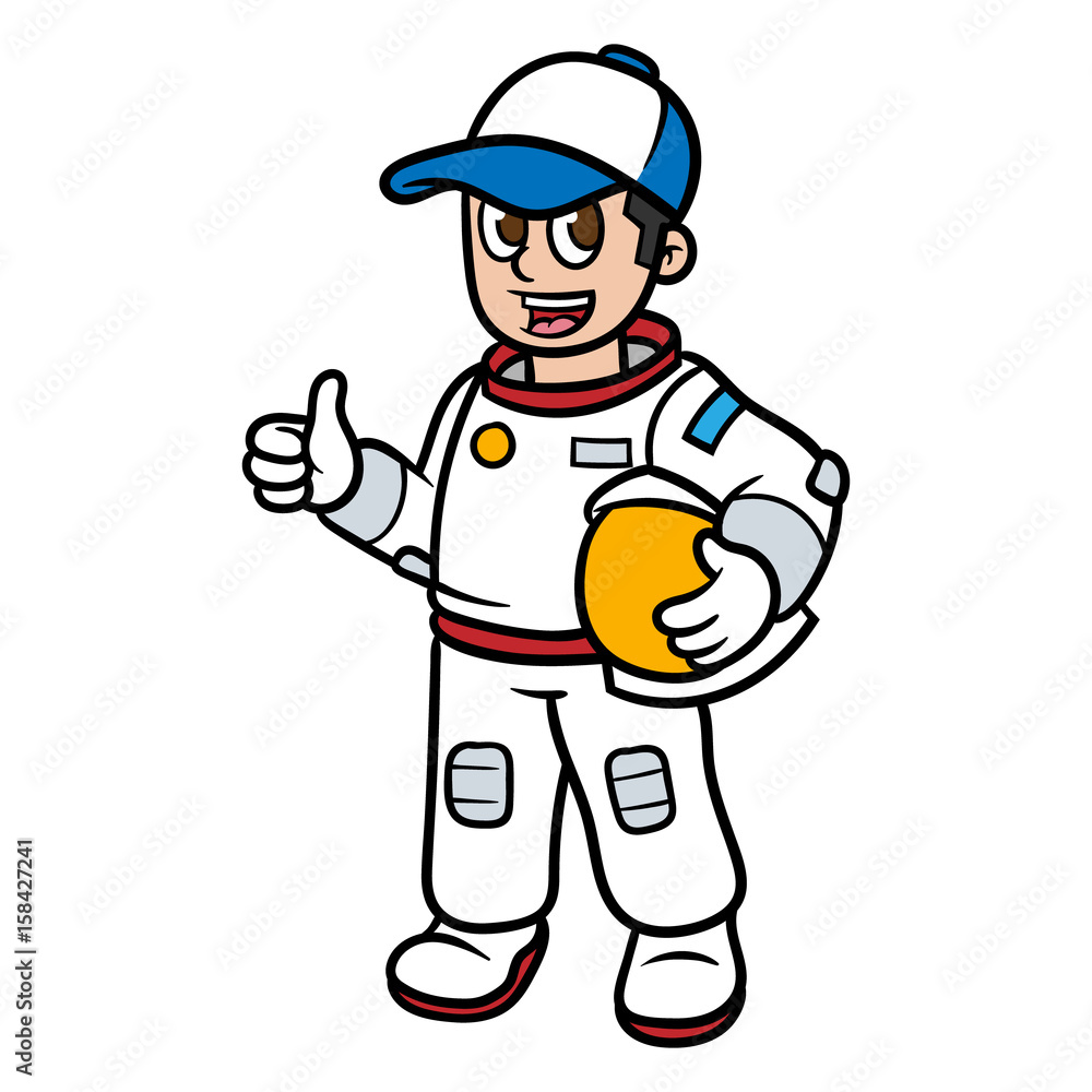 Cartoon Astronaut Wearing a Hat Vector Illustration
