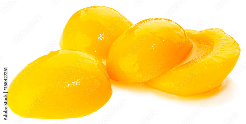 Peach halves on white Peach halves on white