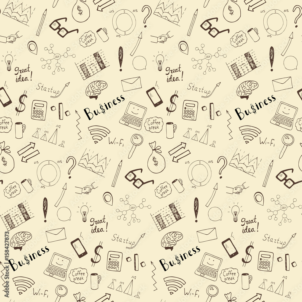 Seamless business doodle pattern. Seamless business doodle pattern.