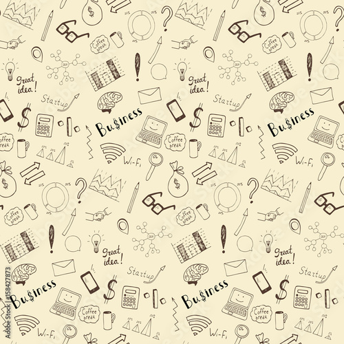 Seamless business doodle pattern.