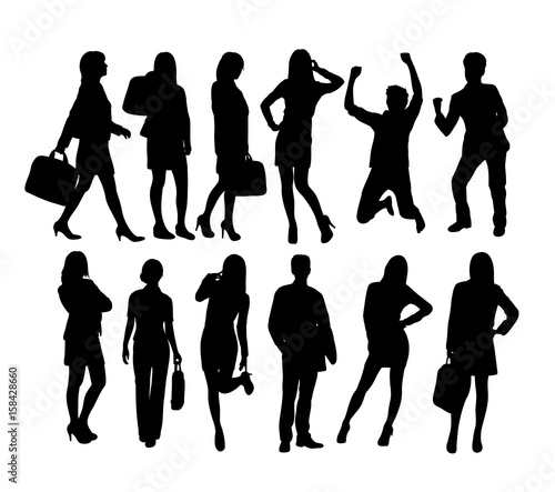 Silhouettes of Businessman Celebrating Success, art vector design