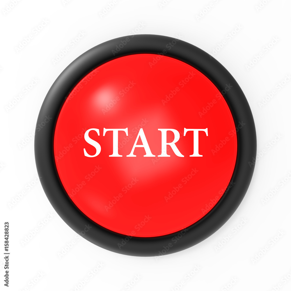 3d rendering of businessman pressing start button get started concept 3d rendering of businessman pressing start button get started concept