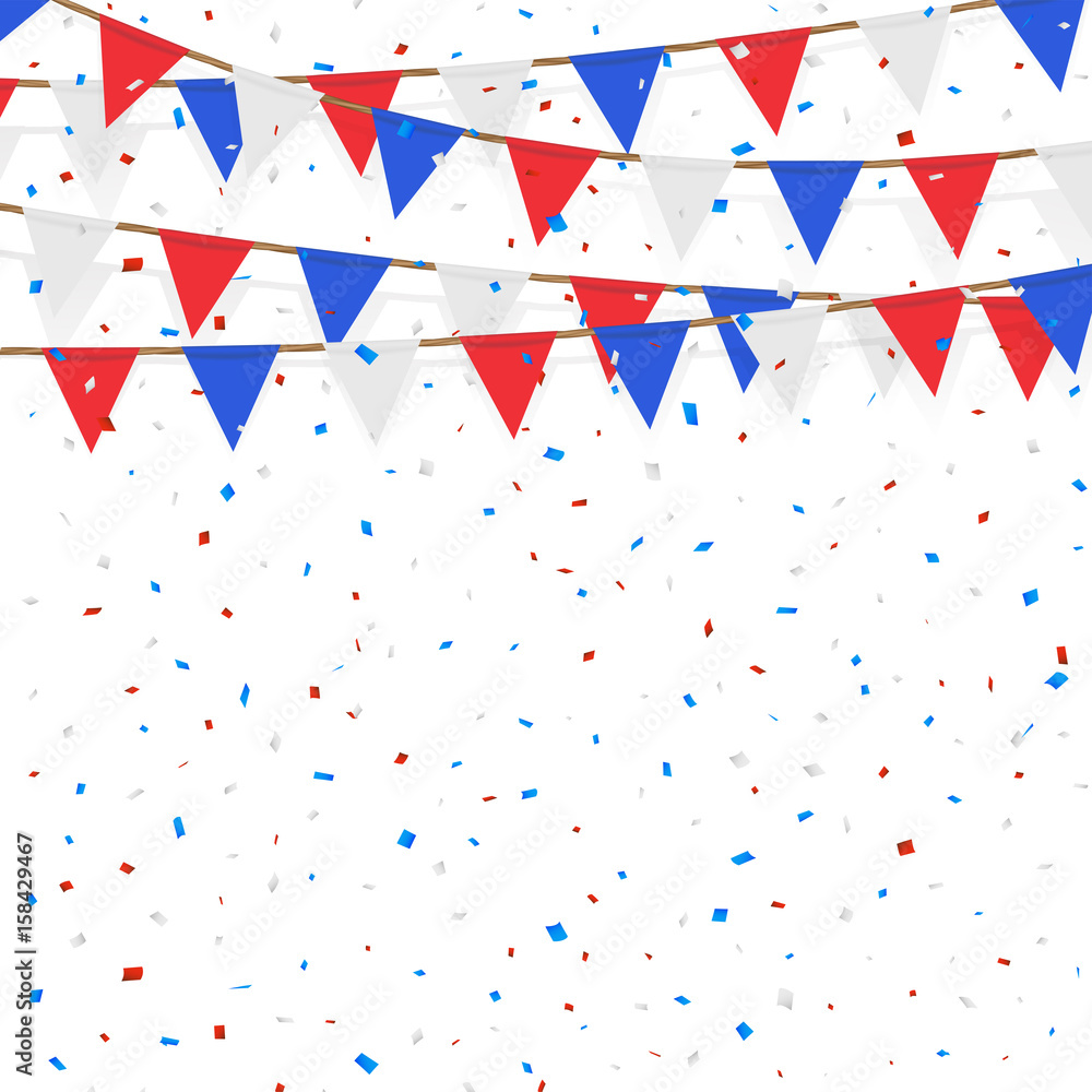 Fototapeta premium red blue white flag decorated on white background