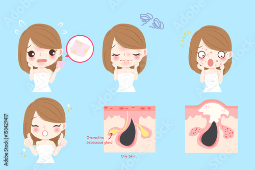 cartoon woman with face oil