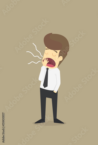  businessman loosen the sleepy, drink coffee.VECTRO