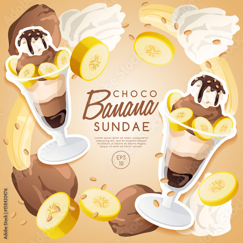 Ice Cream Sundae  : Vector Illustration