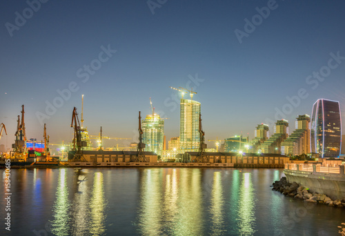 Night view of sea port in Baku Azerbaijan © Elnur