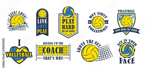 Volleyball logo set, vector illustration
